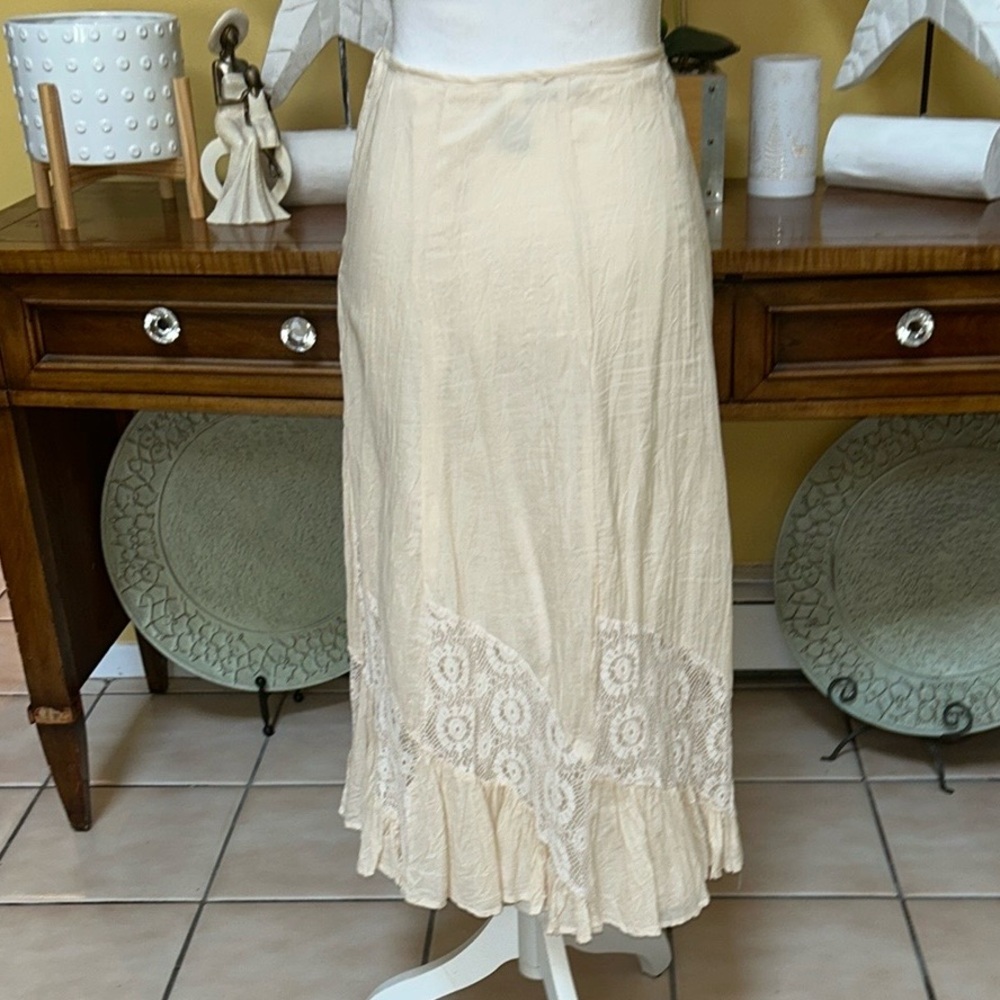 Apt. 9 Women Ivory Lace Floral Embroidered Whimsy Cottage Core Midi A Line Skirt - Picture 4 of 7